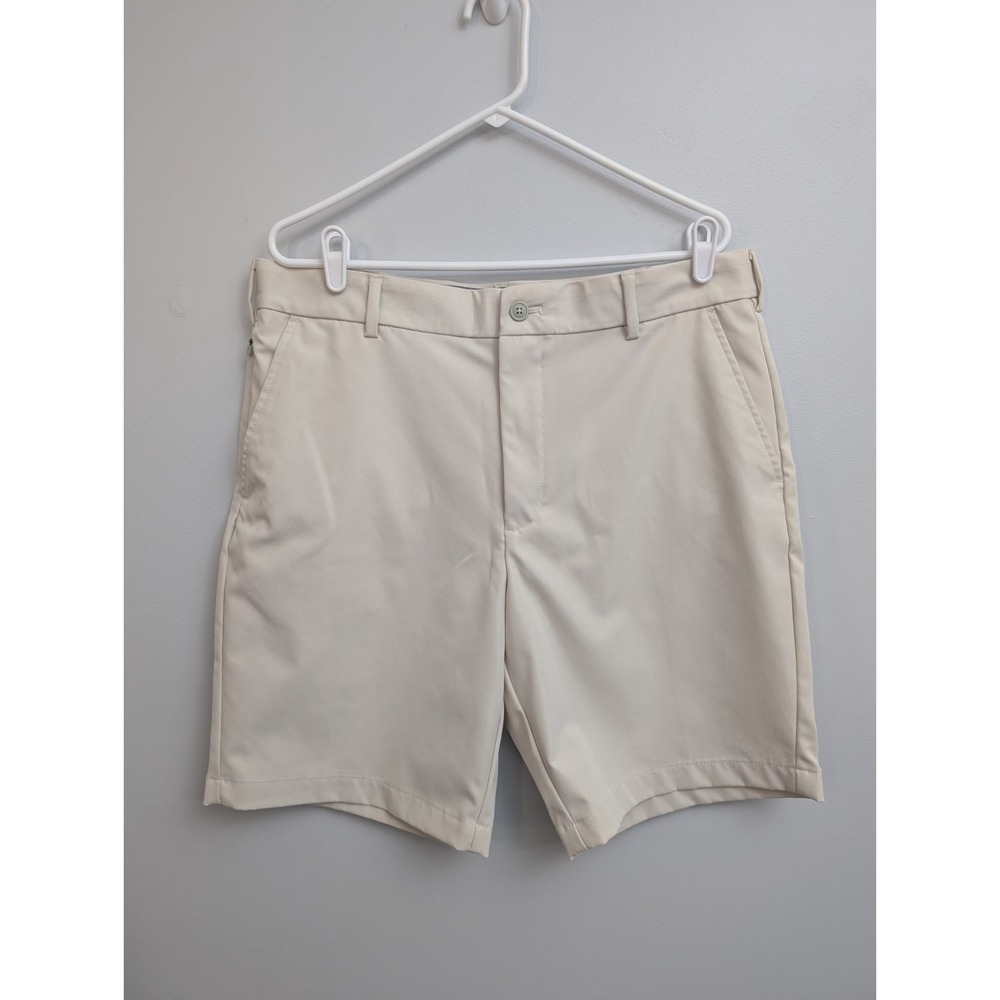 D6 Izod Golf Shorts Mens Size 36 Cream Khaki Outdoor Active Flat Front
